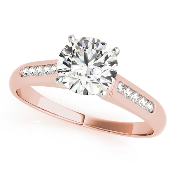 Channel Set Single Row Engagement Ring, style 82044, Front view in rose gold