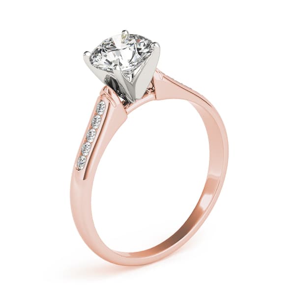 Channel Set Single Row Engagement Ring, style 82044, Top view in rose gold