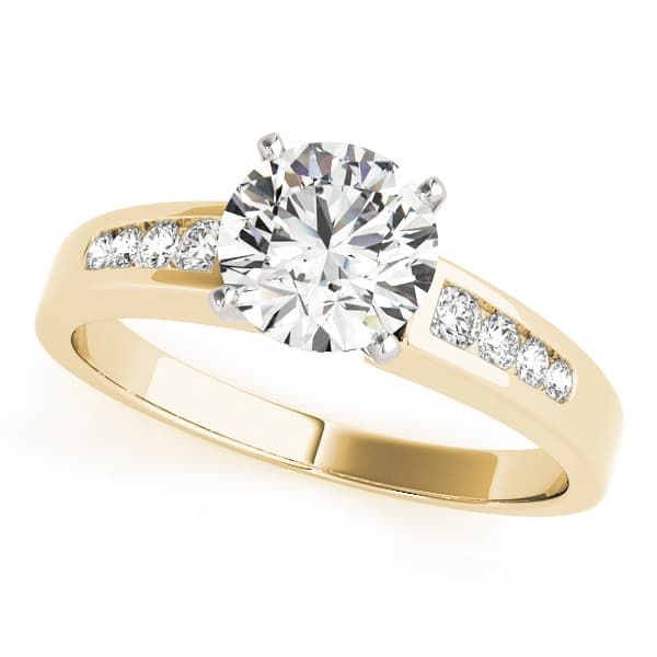 Single Row Channel Set Engagement Ring, style 82048, Front view in yellow gold