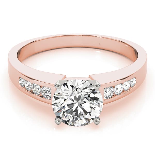 Single Row Channel Set Engagement Ring, style 82048, On hand view in rose gold
