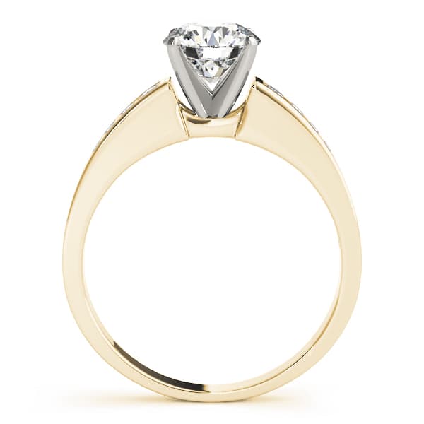 Single Row Channel Set Engagement Ring, style 82048, Side view in yellow gold