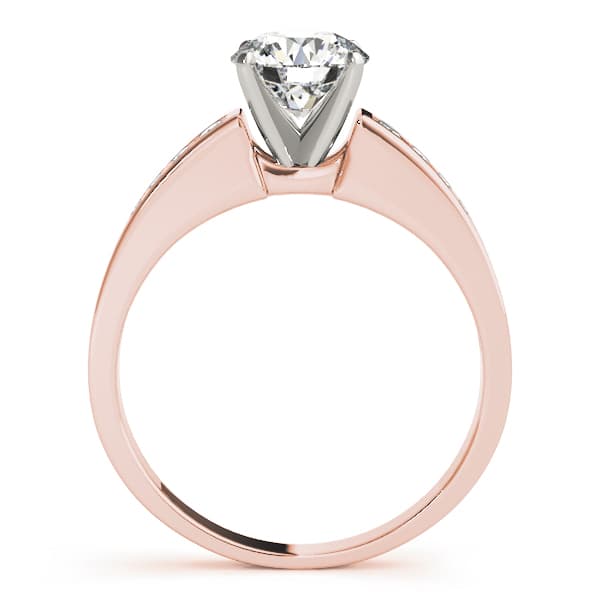 Single Row Channel Set Engagement Ring, style 82048, Side view in rose gold