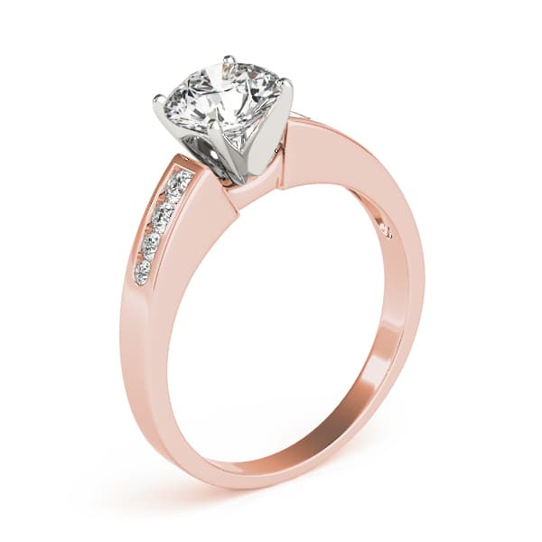 Single Row Channel Set Engagement Ring, style 82048, Top view in rose gold