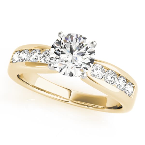 Single Row Channel Set Engagement Ring, style 82050, Front view in yellow gold