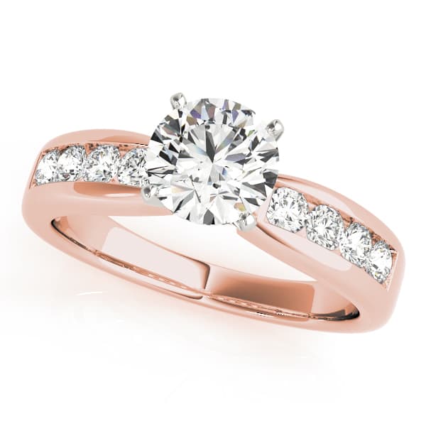 Single Row Channel Set Engagement Ring, style 82050, Front view in rose gold