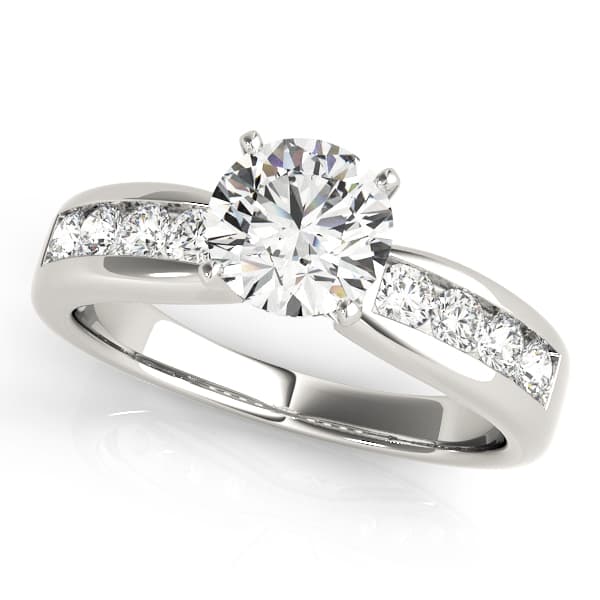 Single Row Channel Set Engagement Ring — style 82050 in 10k White Gold