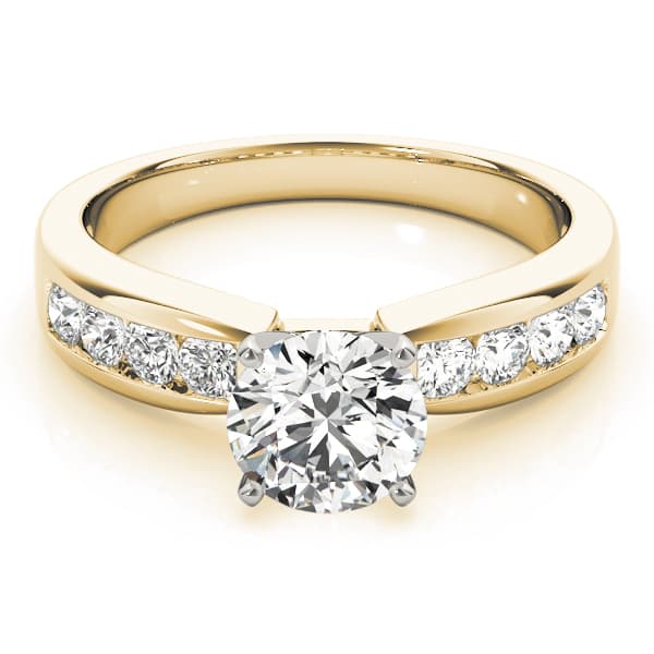 Single Row Channel Set Engagement Ring, style 82050, On hand view in yellow gold