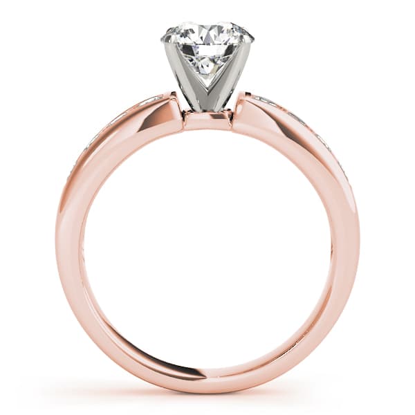 Single Row Channel Set Engagement Ring, style 82050, Side view in rose gold
