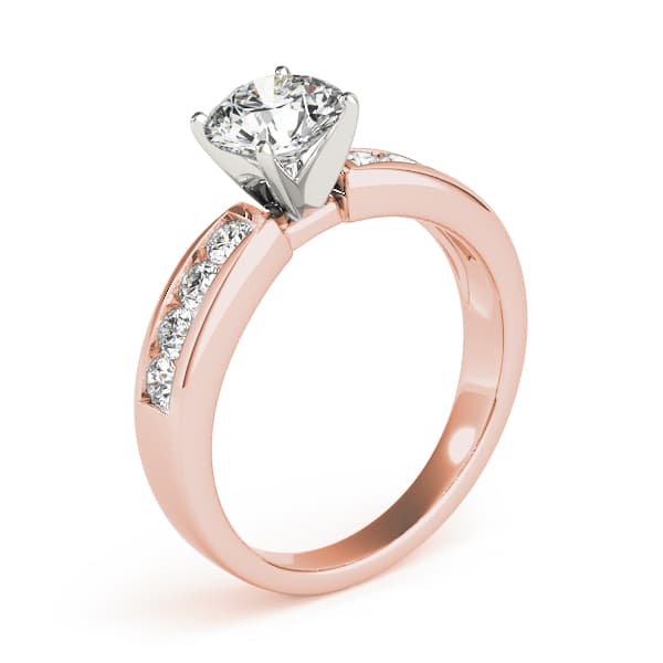 Single Row Channel Set Engagement Ring, style 82050, Top view in rose gold
