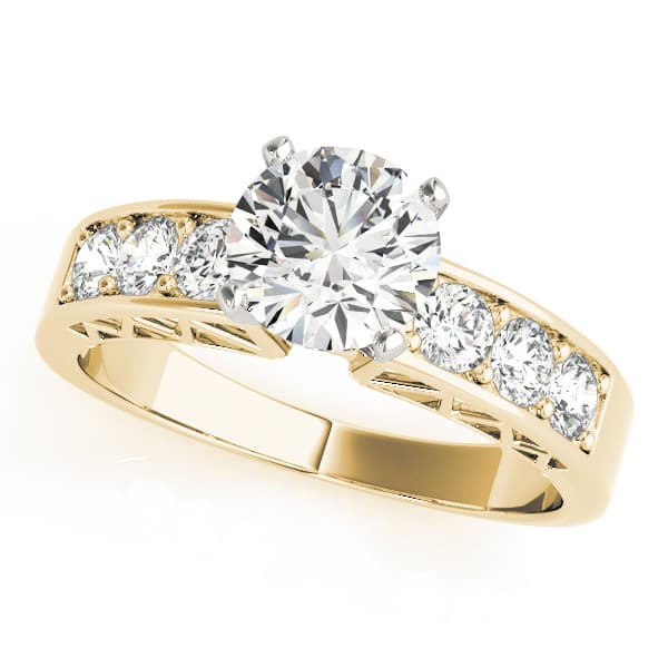 Single Row Prong-In-Channel Engagement Ring, style 82055, Front view in yellow gold