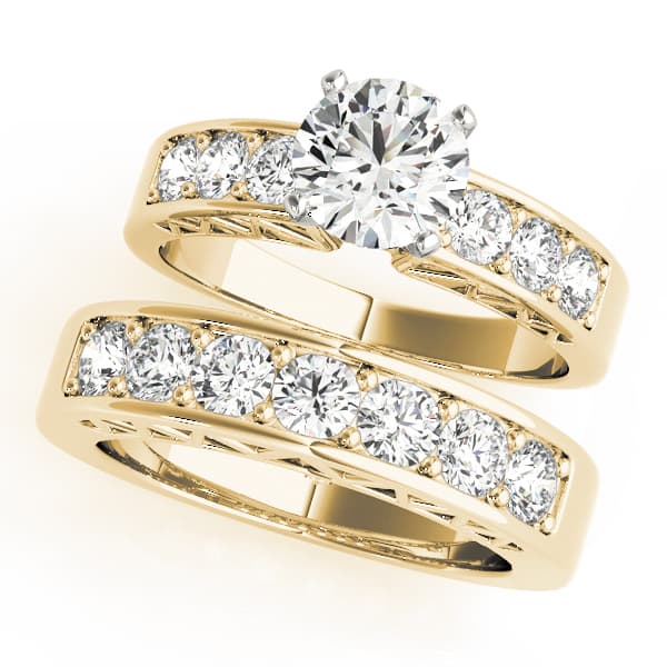 Single Row Prong-In-Channel Engagement Ring, style 82055, On hand view in yellow gold