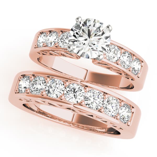 Single Row Prong-In-Channel Engagement Ring, style 82055, On hand view in rose gold