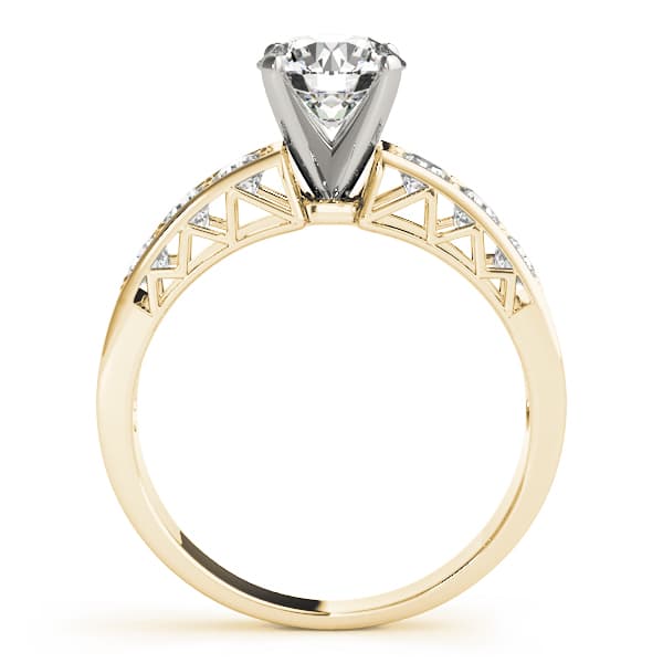 Single Row Prong-In-Channel Engagement Ring, style 82055, Side view in yellow gold