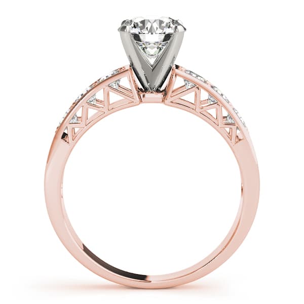 Single Row Prong-In-Channel Engagement Ring, style 82055, Side view in rose gold