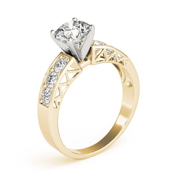 Single Row Prong-In-Channel Engagement Ring, style 82055, Top view in yellow gold