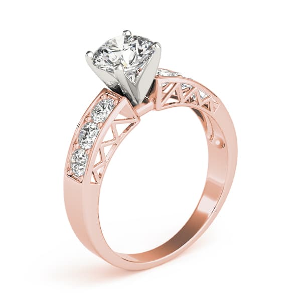 Single Row Prong-In-Channel Engagement Ring, style 82055, Top view in rose gold