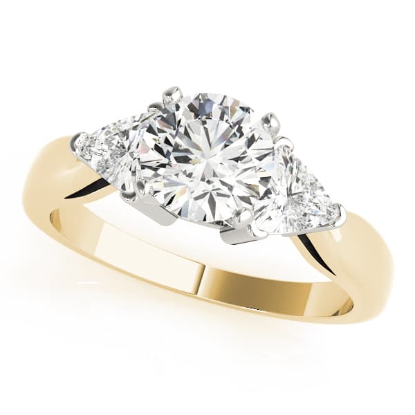 3-Stone Trillion Shape Engagement Ring, style 82060, Front view in yellow gold