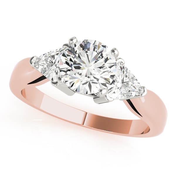 3-Stone Trillion Shape Engagement Ring, style 82060, Front view in rose gold