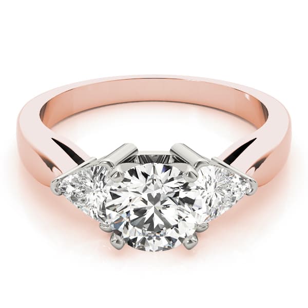 3-Stone Trillion Shape Engagement Ring, style 82060, On hand view in rose gold