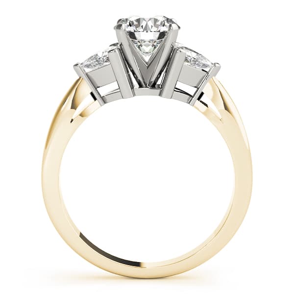 3-Stone Trillion Shape Engagement Ring, style 82060, Side view in yellow gold