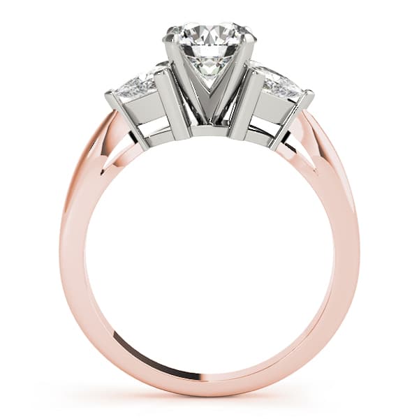 3-Stone Trillion Shape Engagement Ring, style 82060, Side view in rose gold