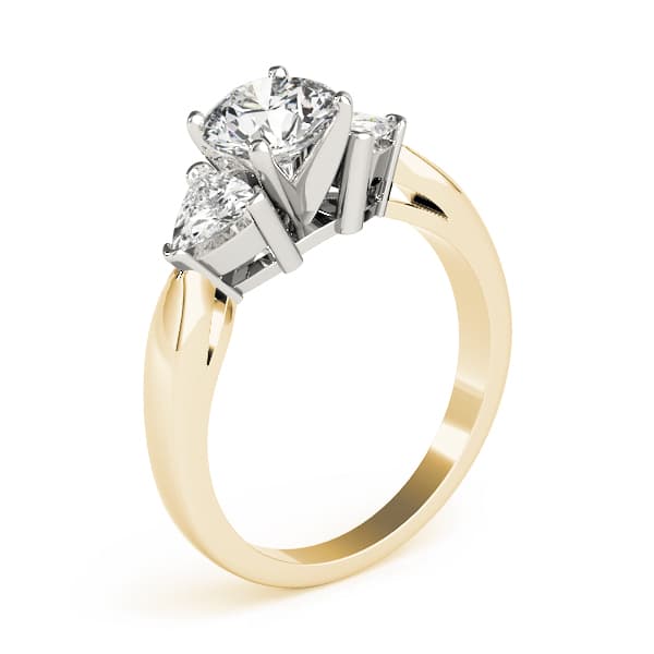 3-Stone Trillion Shape Engagement Ring, style 82060, Top view in yellow gold