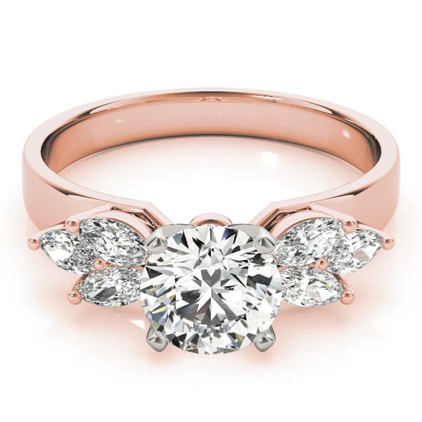 Marquise Side Cluster Engagement Ring, style 82065, On hand view in rose gold