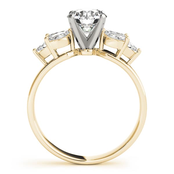 Marquise Side Cluster Engagement Ring, style 82065, Side view in yellow gold