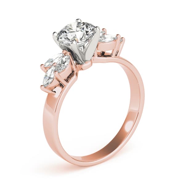Marquise Side Cluster Engagement Ring, style 82065, Top view in rose gold