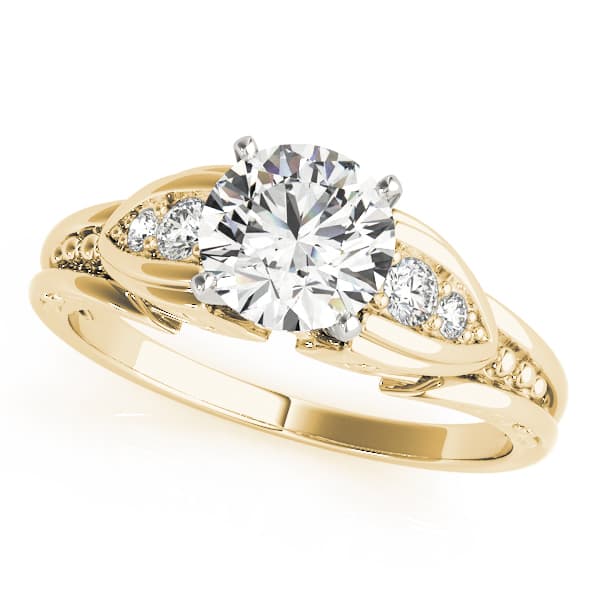 Single Row Prong Engagement Ring, style 82070, Front view in yellow gold