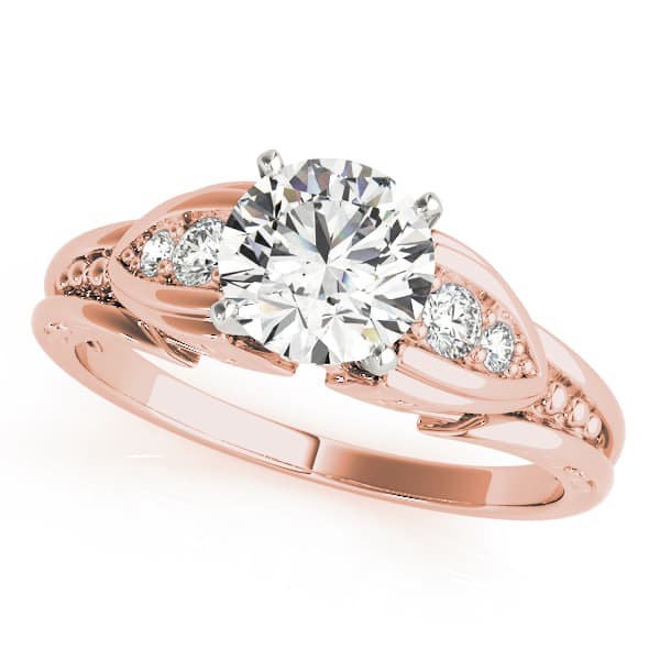 Single Row Prong Engagement Ring, style 82070, Front view in rose gold