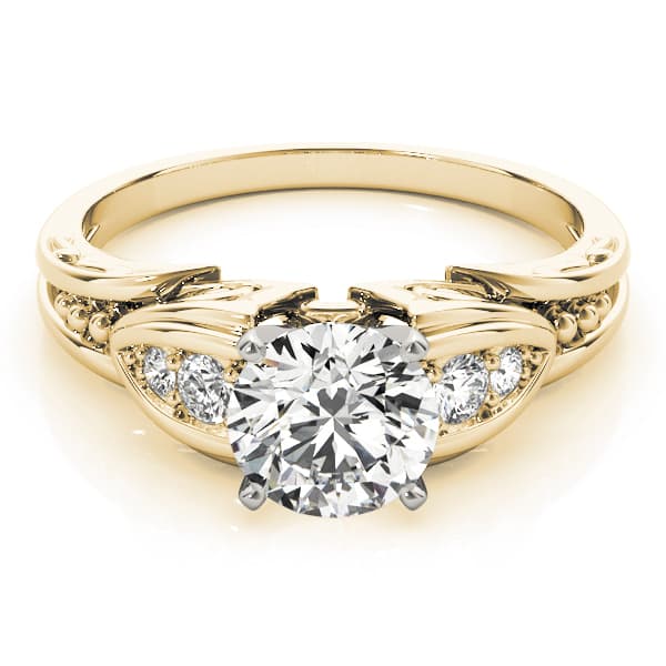 Single Row Prong Engagement Ring, style 82070, On hand view in yellow gold