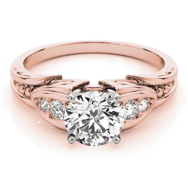 Single Row Prong Engagement Ring, style 82070, On hand view in rose gold
