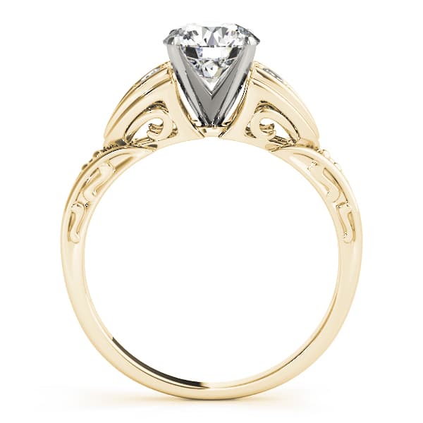 Single Row Prong Engagement Ring, style 82070, Side view in yellow gold