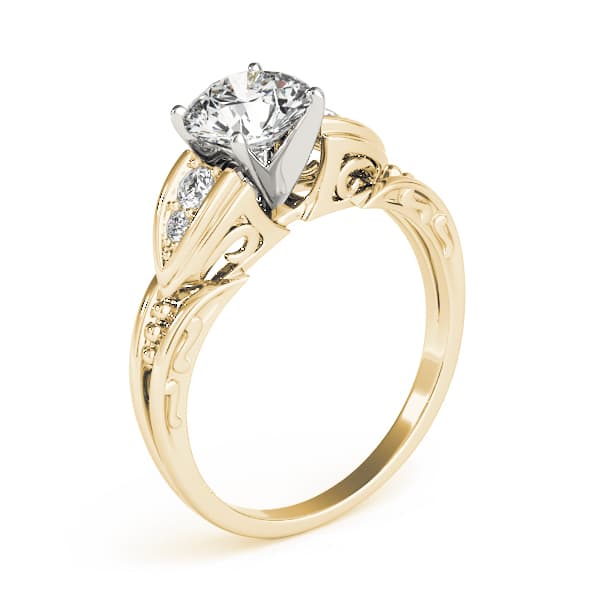 Single Row Prong Engagement Ring, style 82070, Top view in yellow gold