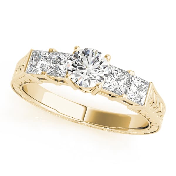 Antique Engagement Ring, style 82081, Front view in yellow gold