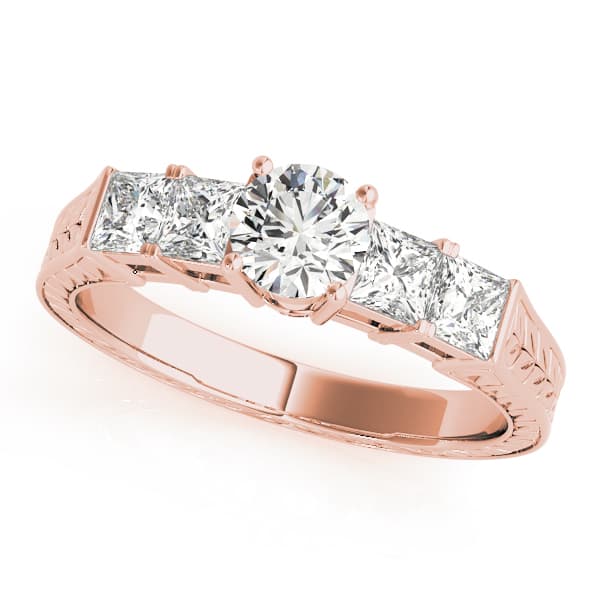 Antique Engagement Ring, style 82081, Front view in rose gold