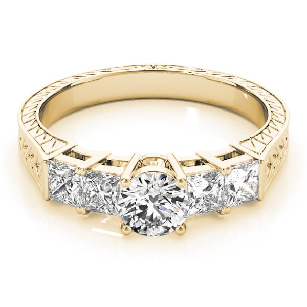 Antique Engagement Ring, style 82081, On hand view in yellow gold