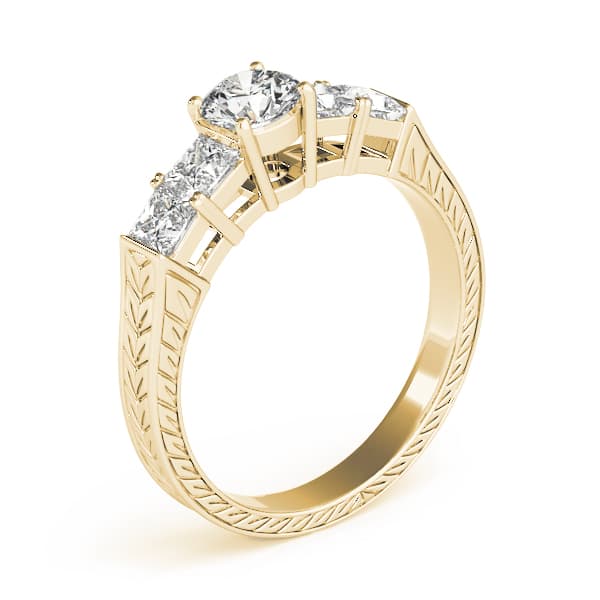 Antique Engagement Ring, style 82081, Top view in yellow gold