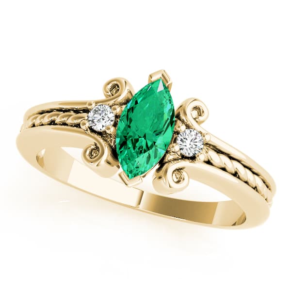 Marquise Gemstone Ring, style 82083, Front view in yellow gold