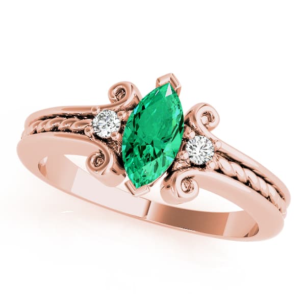 Marquise Gemstone Ring, style 82083, Front view in rose gold
