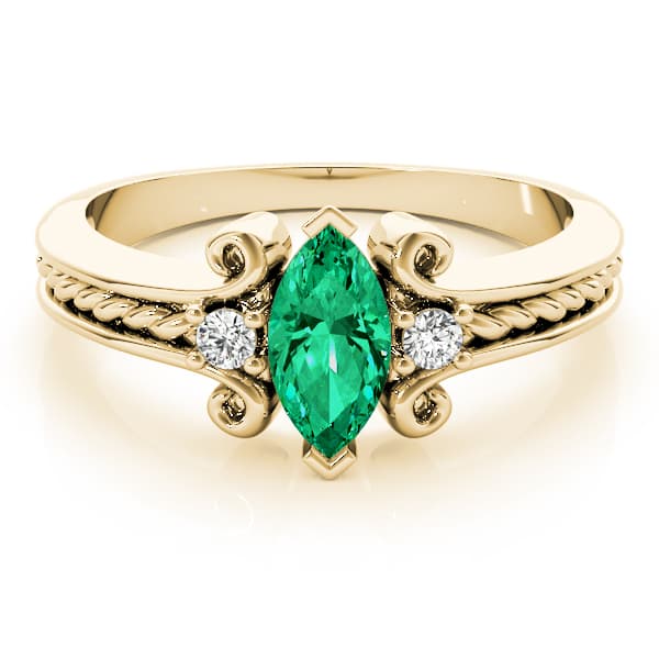Marquise Gemstone Ring, style 82083, On hand view in yellow gold