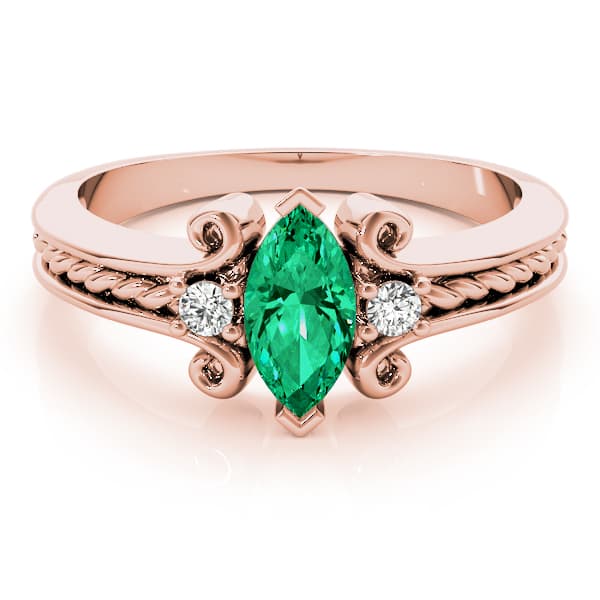 Marquise Gemstone Ring, style 82083, On hand view in rose gold