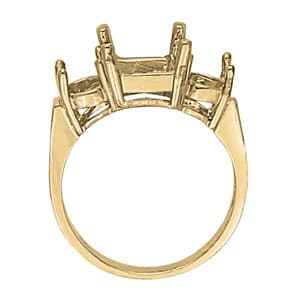 3-Stone Fashion Color Rings, Side view in white gold or platinum