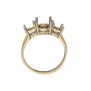 Oval Gemstone Ring, Side view in white gold or platinum