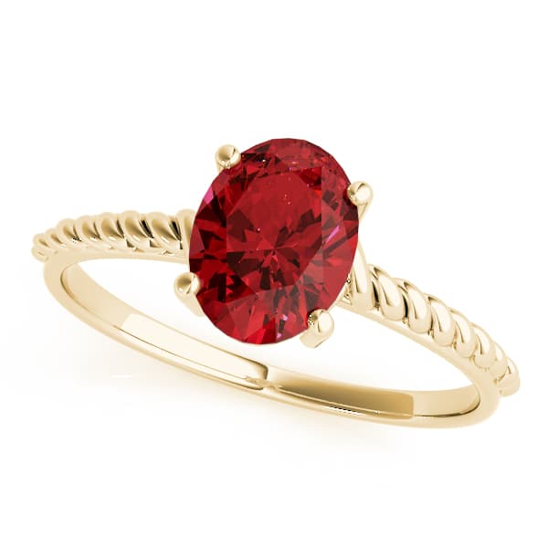 Oval Gemstone Ring, Front view in yellow gold