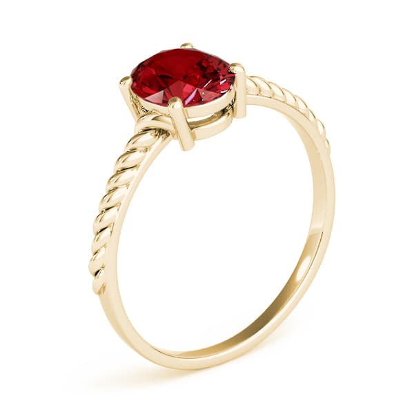 Oval Gemstone Ring, Angle view in yellow gold