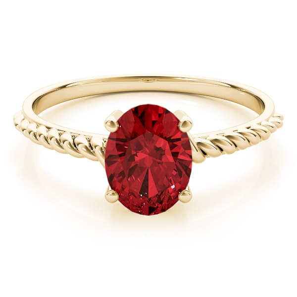 Oval Gemstone Ring, On hand view in yellow gold