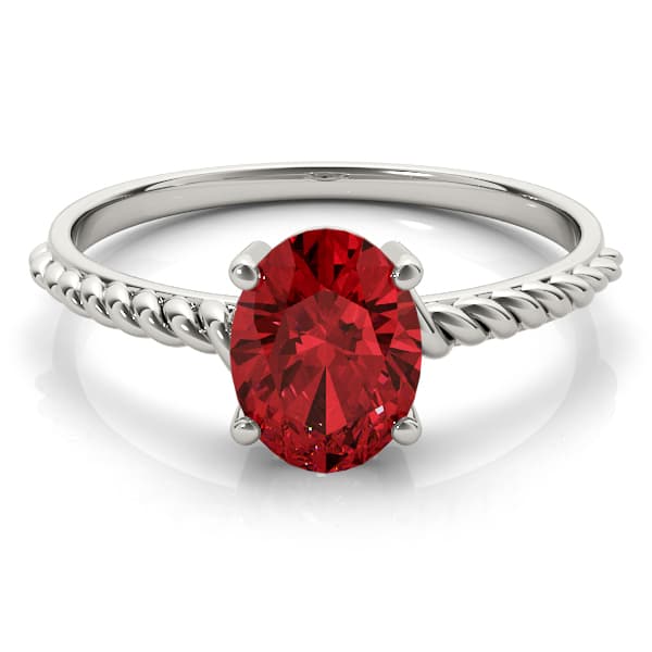 Oval Gemstone Ring, On hand view in white gold or platinum