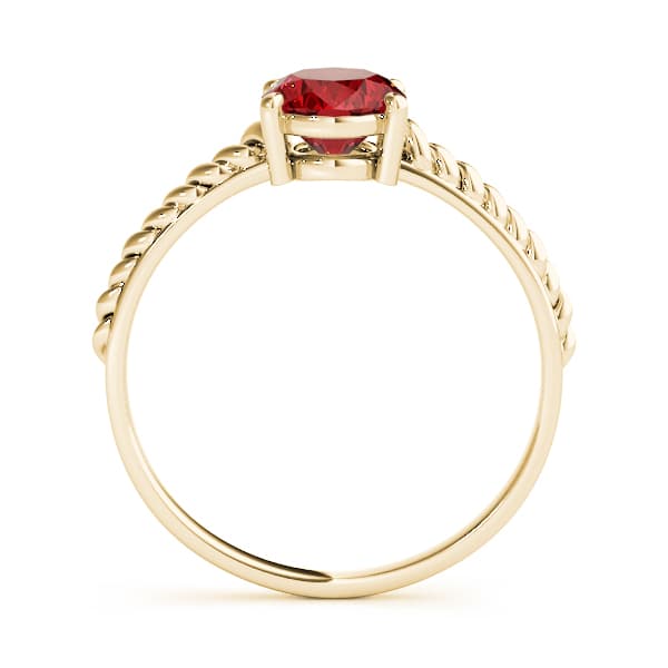 Oval Gemstone Ring, Side view in yellow gold